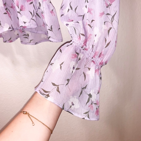 Lumiere Floral Light Pink Purple Blouse - Picture 5 of 8